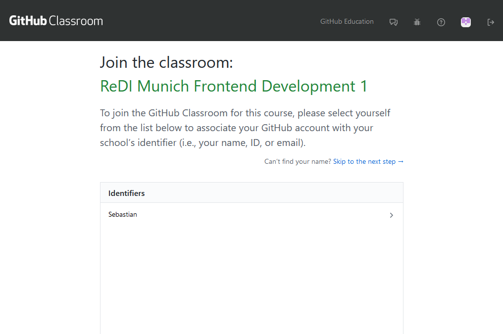 Joining the classroom