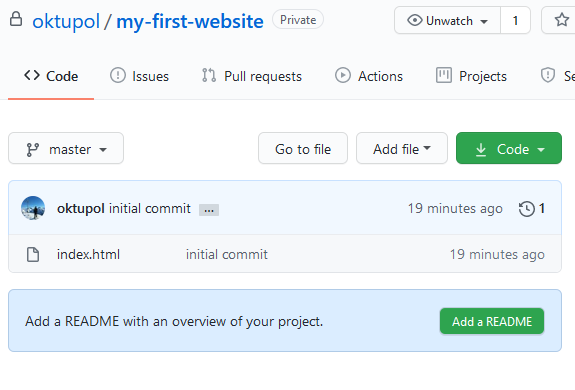 Git repository on Github after push