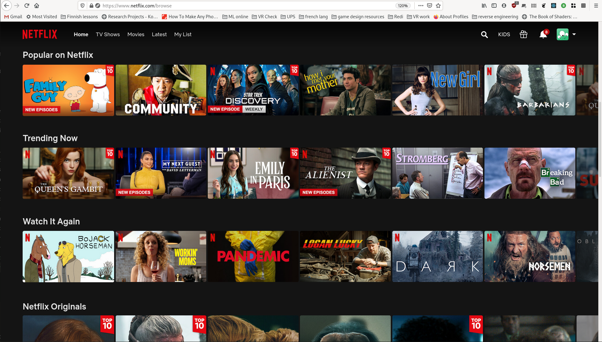netflix frontpage